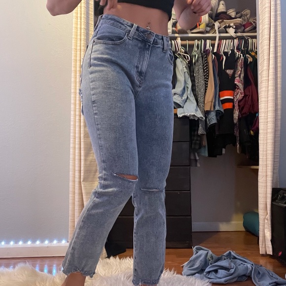 Straight leg distressed skinny jeans high waisted - Picture 3 of 3